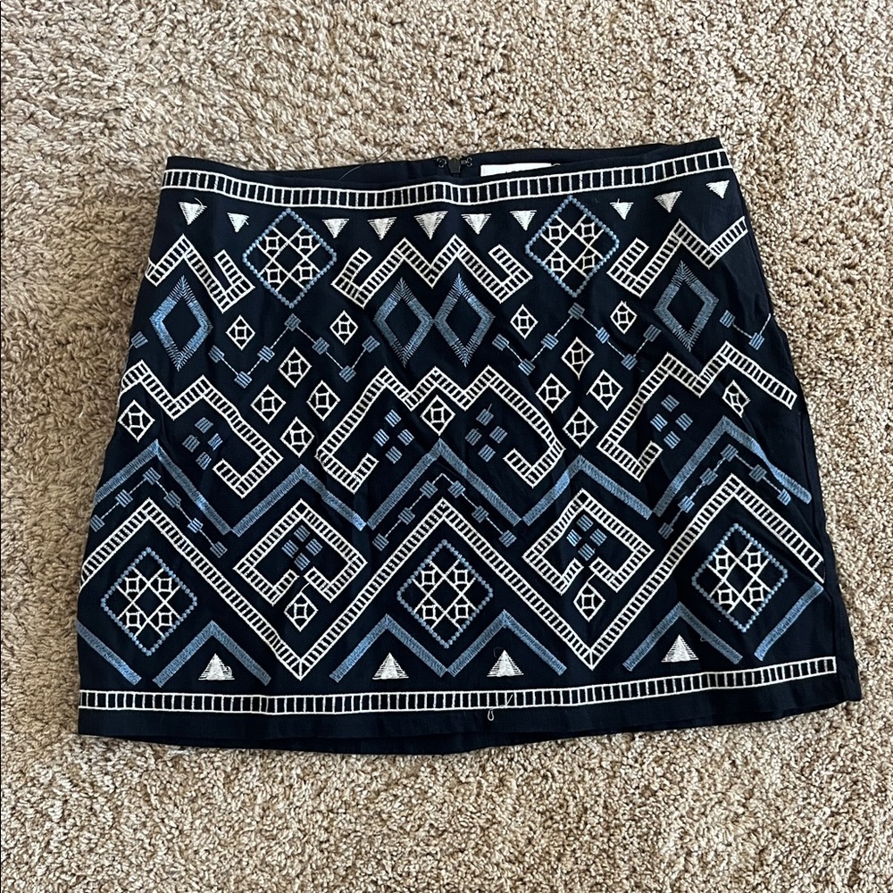 Lush Black and Blue Geometric Mini Skirt